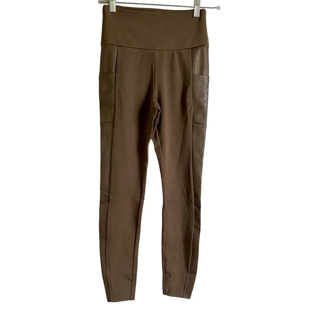 G By Giuliana Faux Leather and Ponte Leggings with Pockets XXS NEW